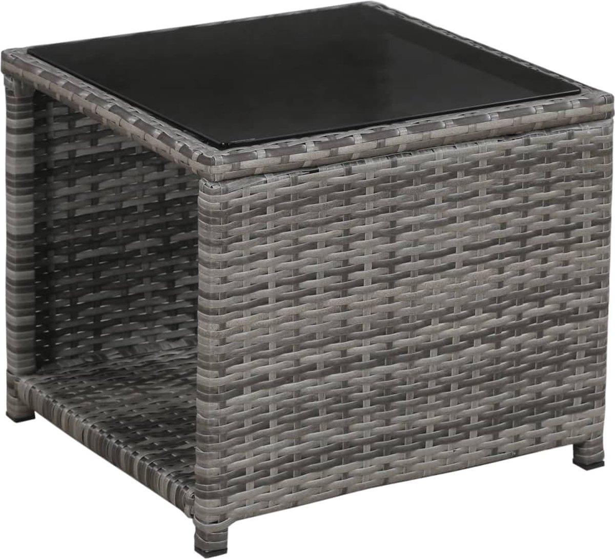 Vidaxl 3-delige Bistroset Met Kussens Poly Rattan - Grijs