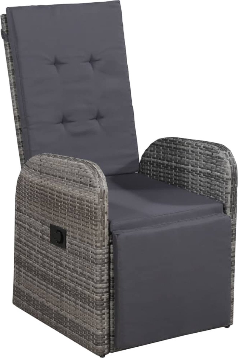 Vidaxl 3-delige Bistroset Met Kussens Poly Rattan - Grijs