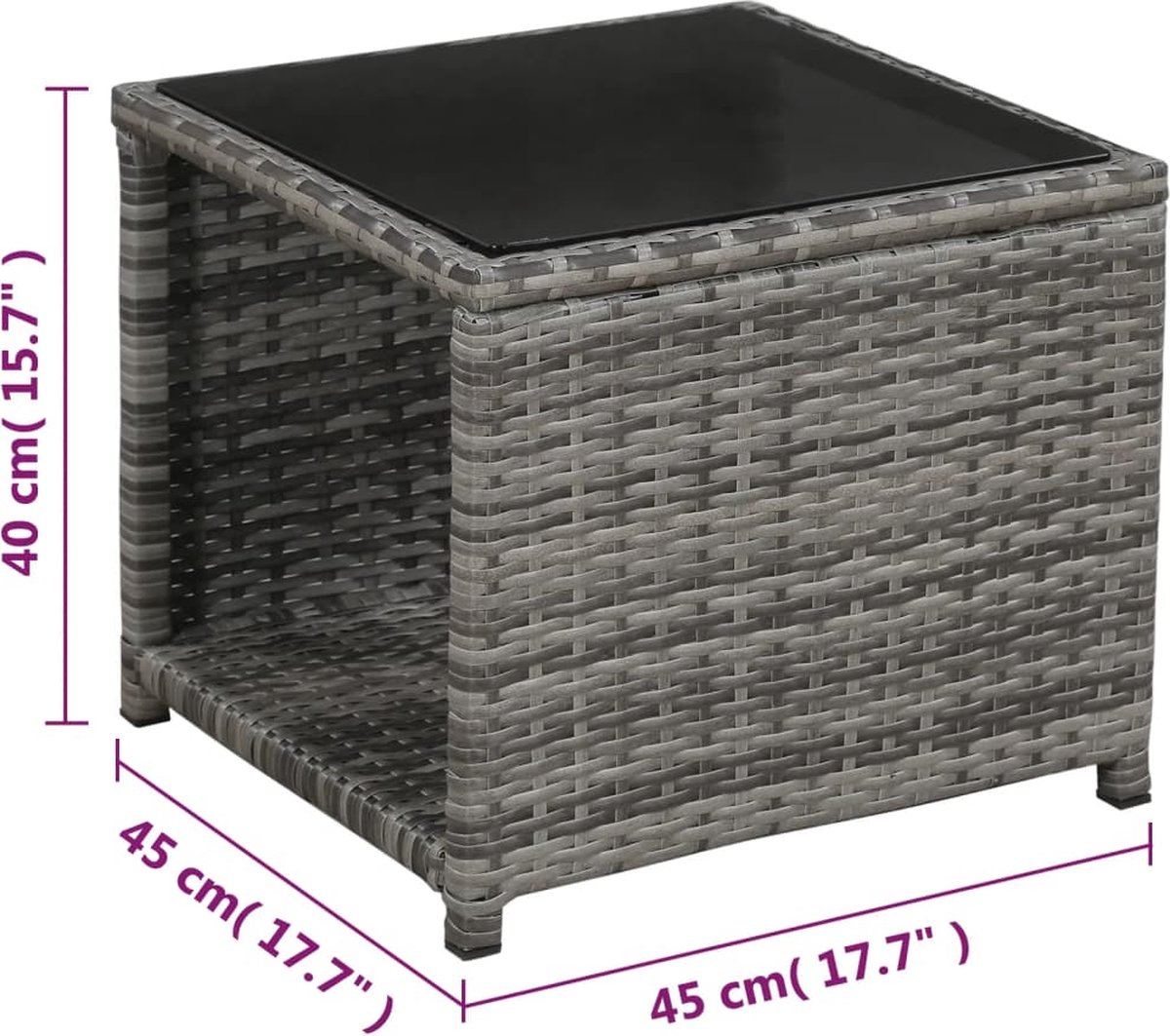 Vidaxl 3-delige Bistroset Met Kussens Poly Rattan - Grijs