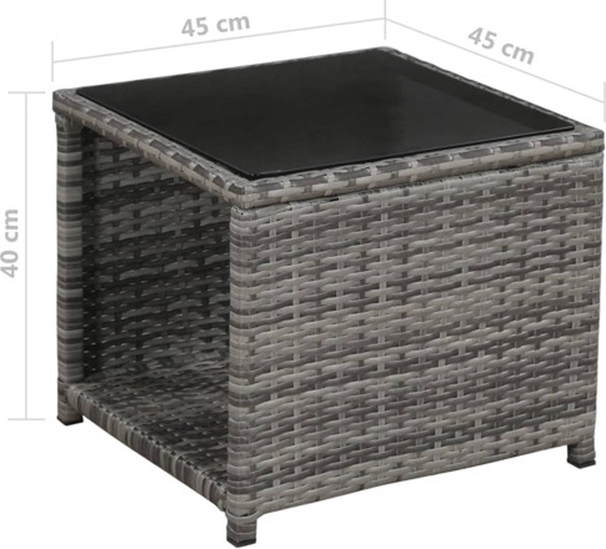 Vidaxl 3-delige Bistroset Met Kussens Poly Rattan - Grijs