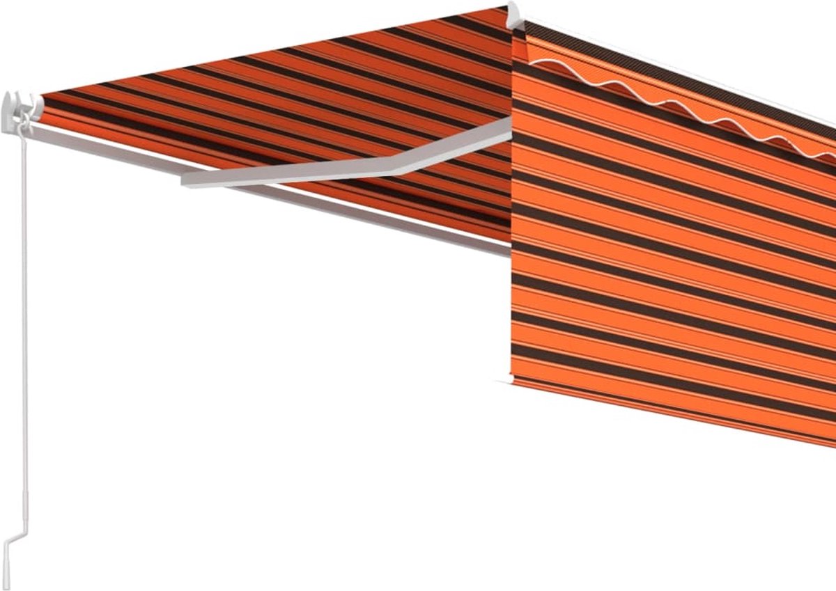 Vidaxl Luifel Handmatig Uittrekbaar Met Rolgordijn 4x3 M Bruin - Oranje