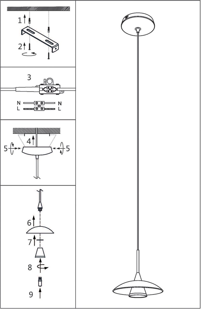 Steinhauer Hanglamp Tallerken Led 2655zw - Zwart