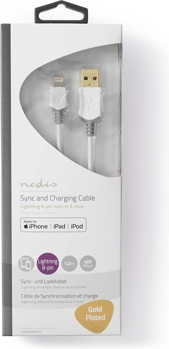 Nedis Lightning Kabel - Ccbw39300wt10