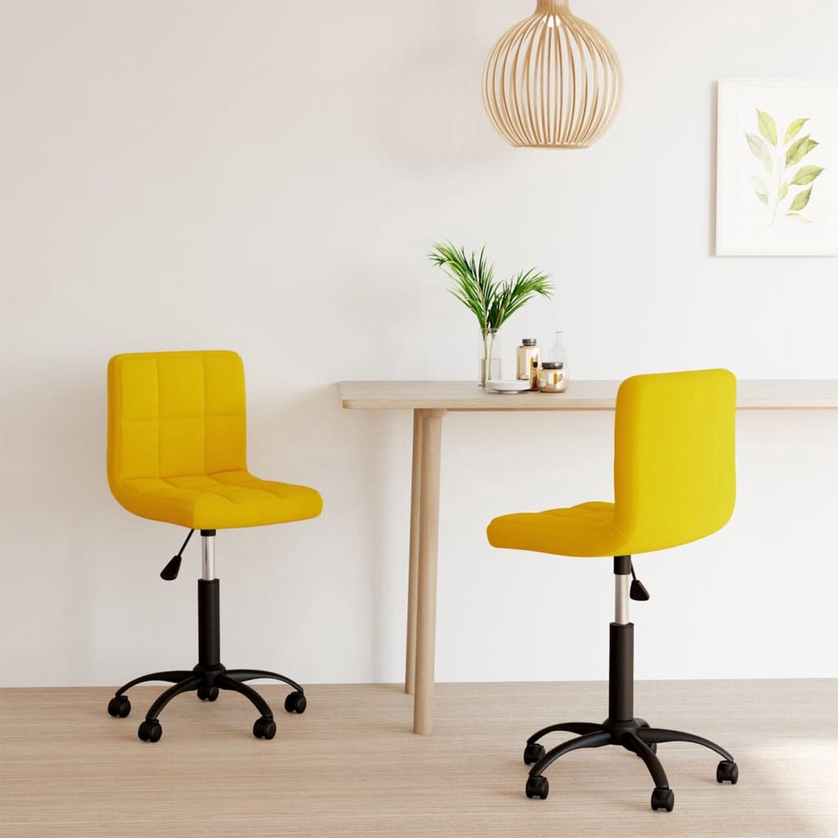 Vidaxl Eetkamerstoelen 2 St Draaibaar Fluweel Mosterd - Geel
