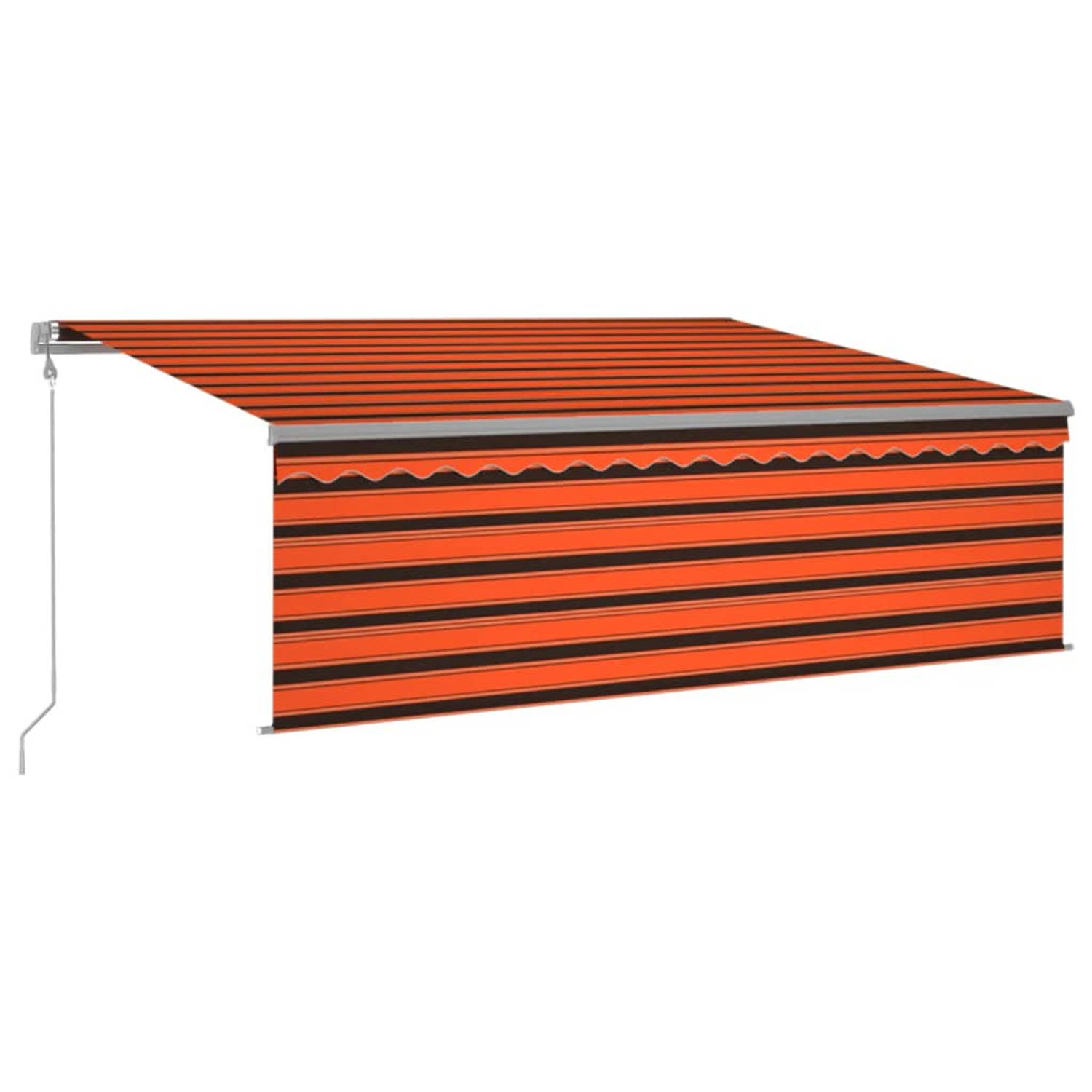 Vidaxl Luifel Met Rolgordijn, Led En Windsensor 4,5x3 M Bruin - Oranje