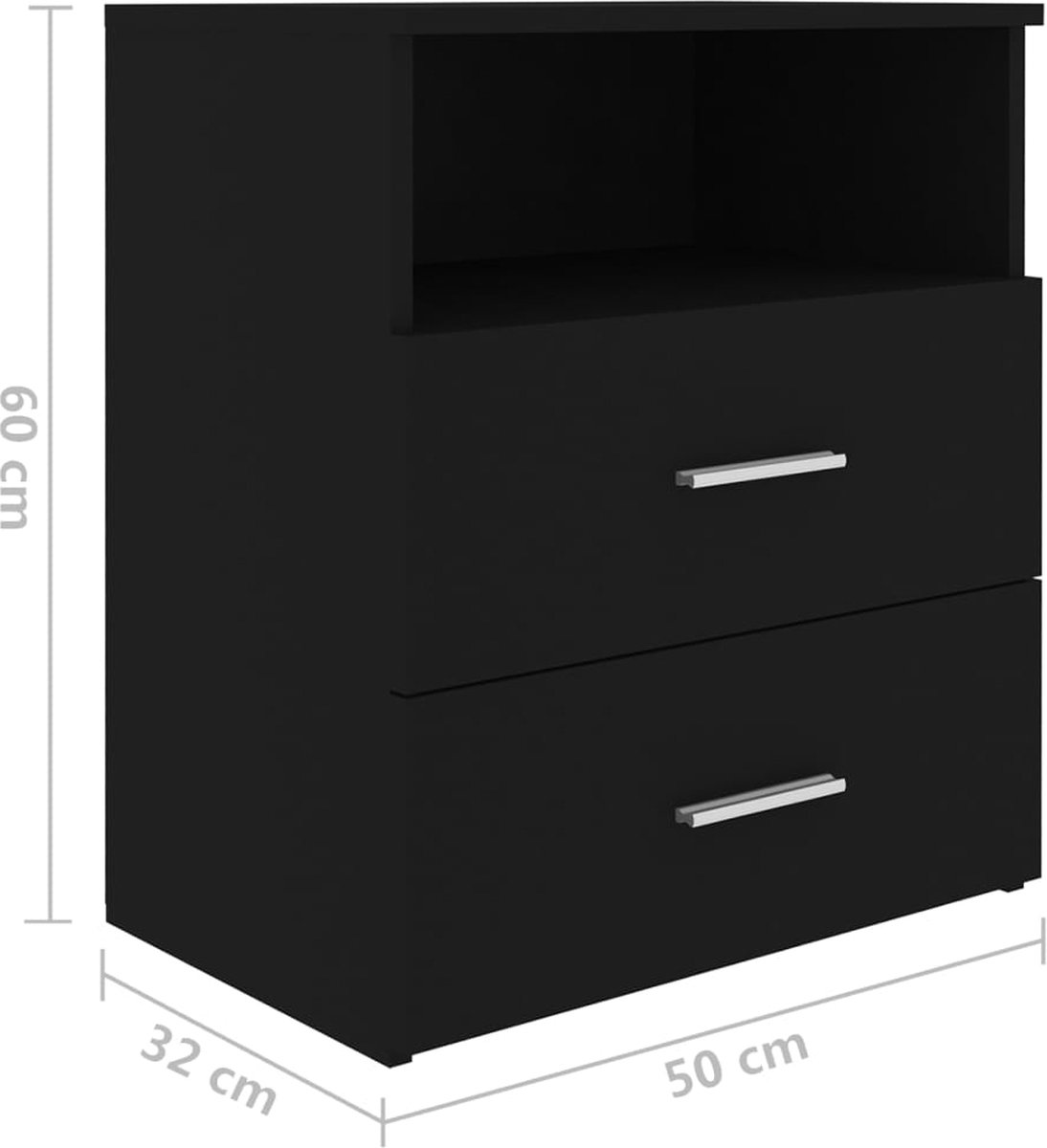 Vidaxl Nachtkastjes 2 St 50x32x60 Cm - Zwart