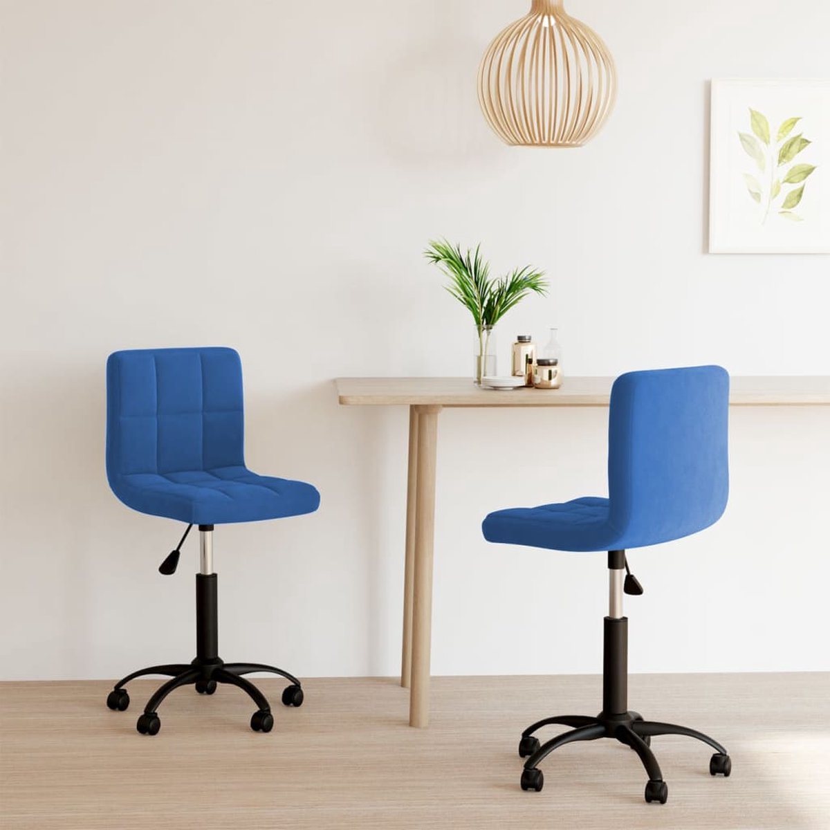 Vidaxl Eetkamerstoelen 2 St Draaibaar Fluweel - Blauw