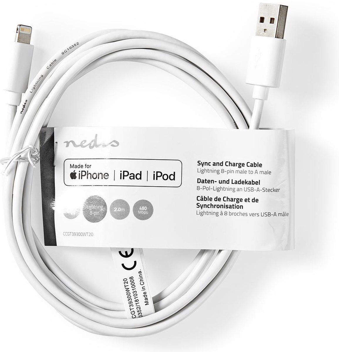 Nedis Lightning Kabel - Ccgt39300wt20