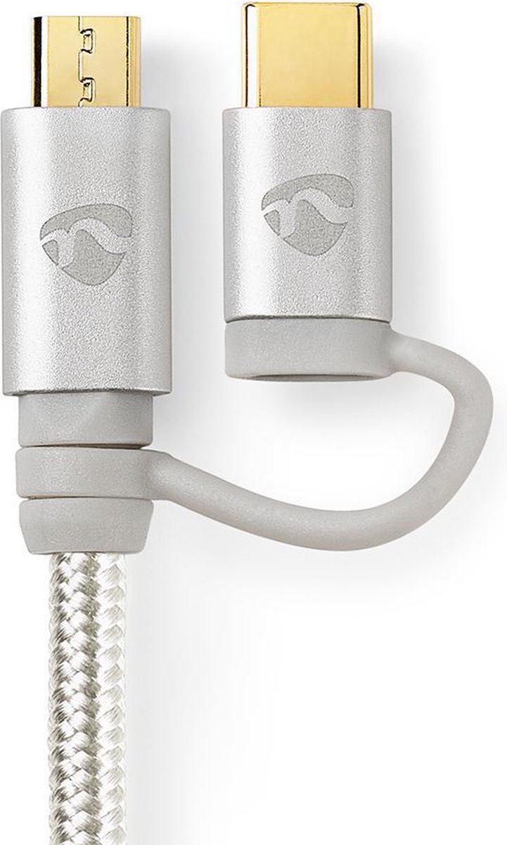 Nedis 2-in-1-kabel - Aluminium - 2.00 M