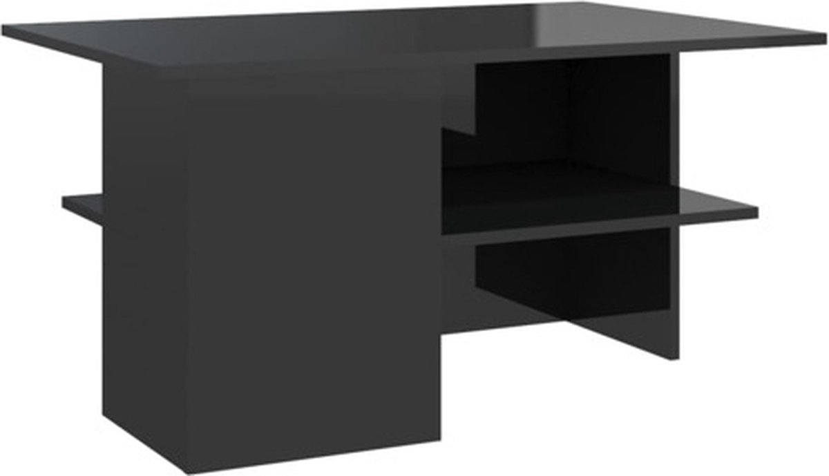 Vidaxl Salontafel 90x60x46,5 Cm Spaanplaat Hoogglans - Zwart