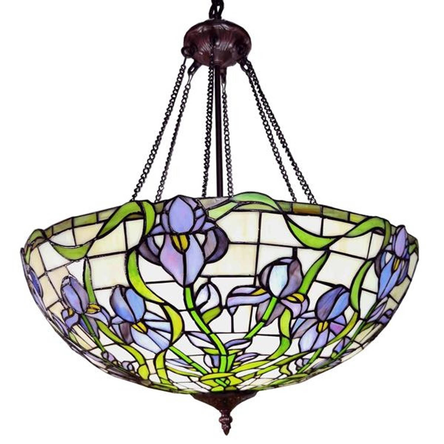 Clayre & Eef Hanglamp Tiffany Ø 56*116 Cm E27/max 3*60w 5ll-6114 - Blauw