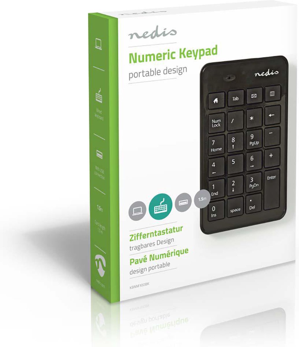 Nedis Bedraad Toetsenbord - Kbnm100bk - Zwart