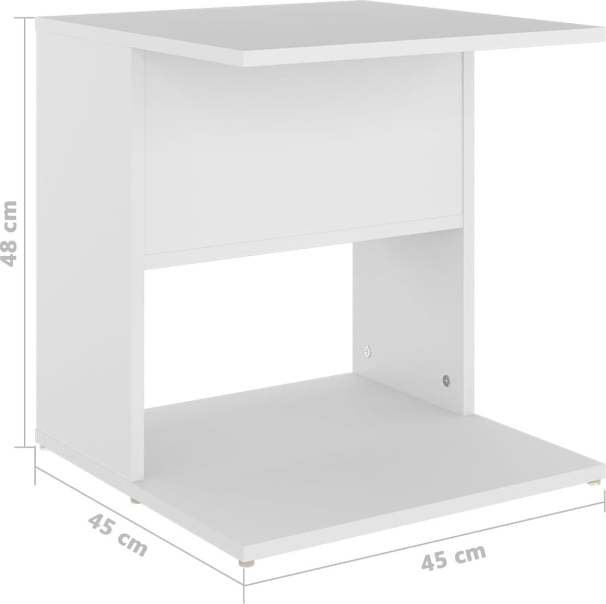 Vidaxl Bijzettafel 45x45x48 Cm Spaanplaat Wit