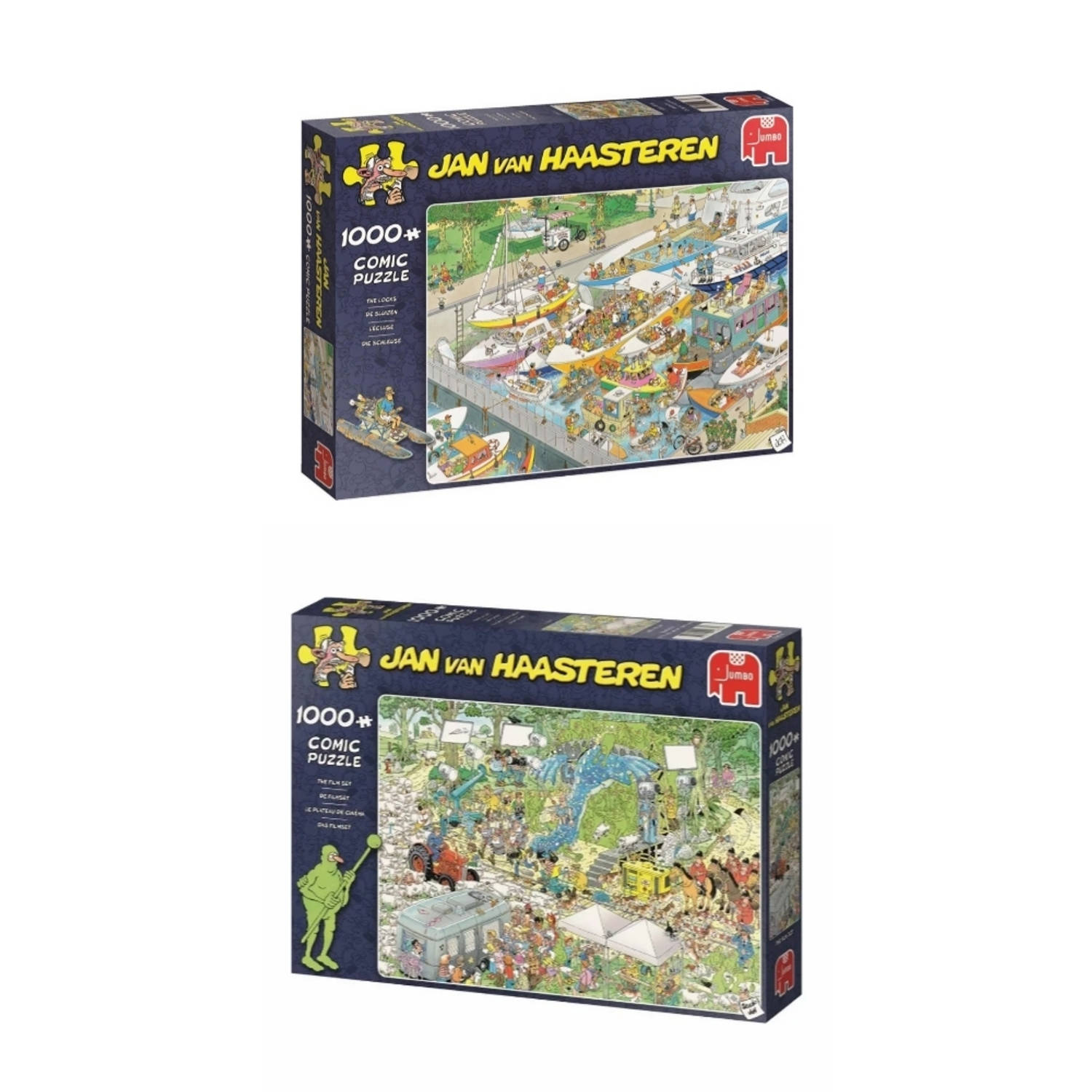 Jumbo Jan Van Haasteren Puzzelbundel - 2 Stuks - De Sluizen 1000 Stukjes & De Filmset 1000 Stukjes