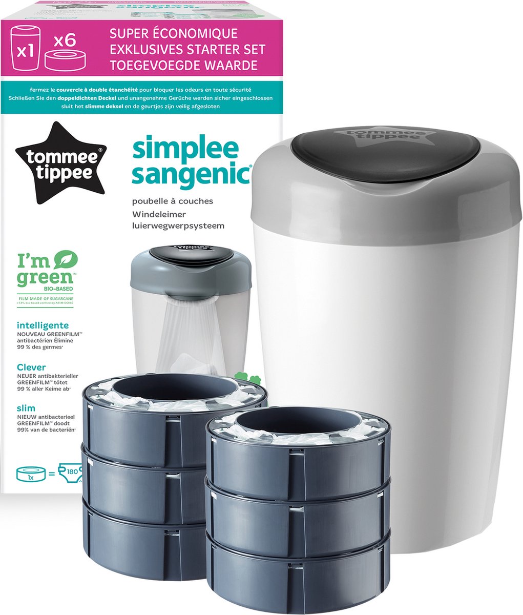 Tommee Tippee Sangenic Starter Pack Simplee - 1 Lade + 6 Vullingen