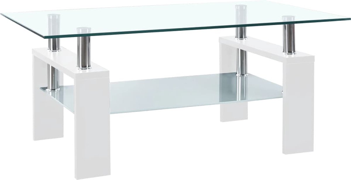 Vidaxl Salontafel 95x55x40 Cm Gehard Glas Transparant En Wit