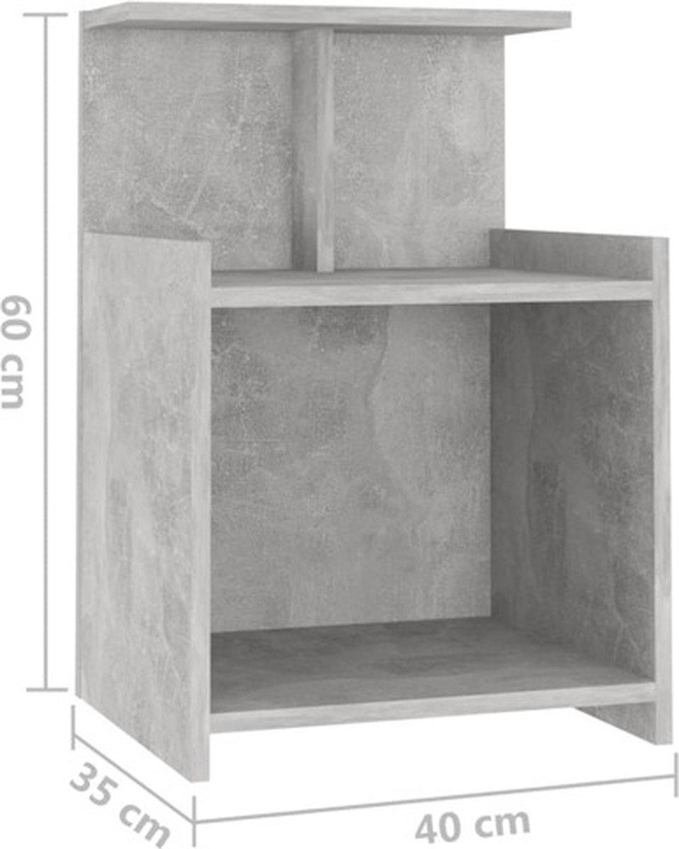 Vidaxl Nachtkastje 40x35x60 Cm Spaanplaat Beton - Grijs
