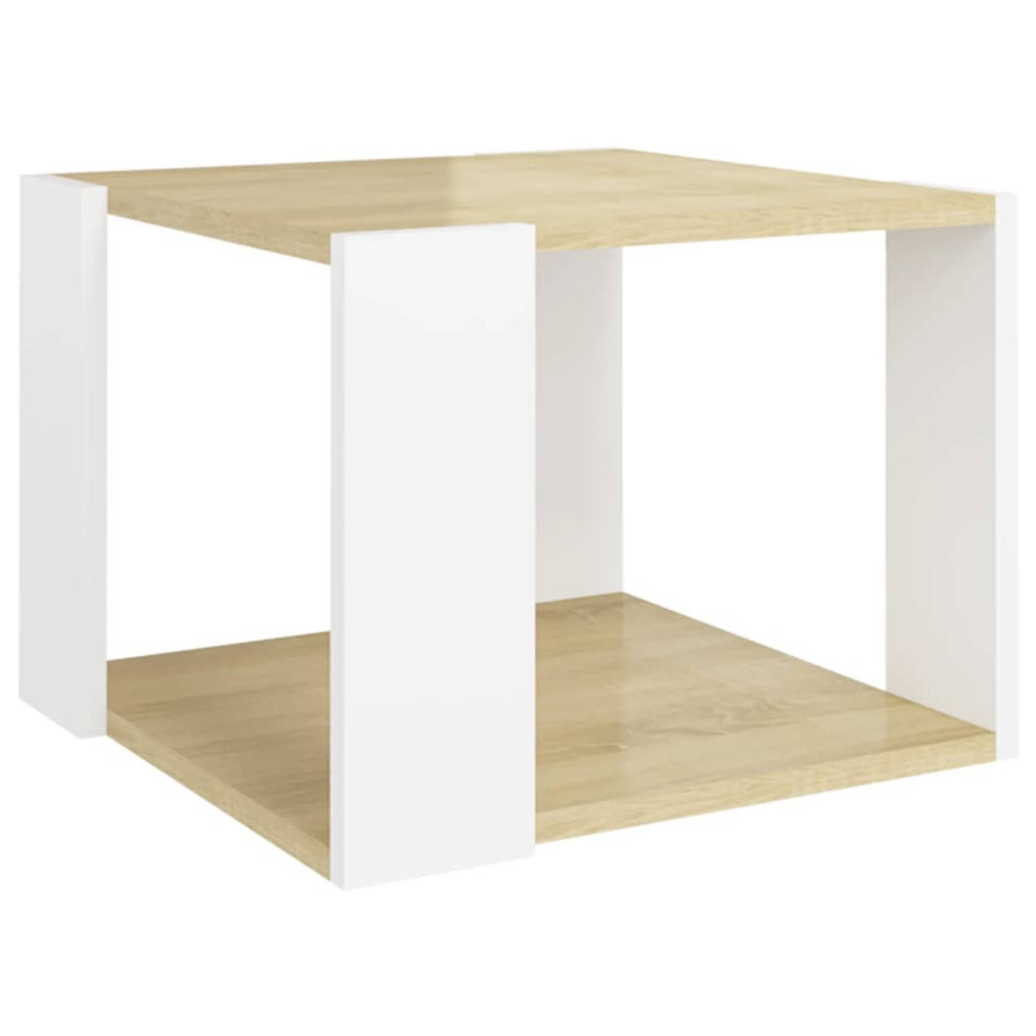 Vidaxl Salontafel 40x40x30 Cm Spaanplaat Sonoma Eikenkleurig En Wit - Bruin