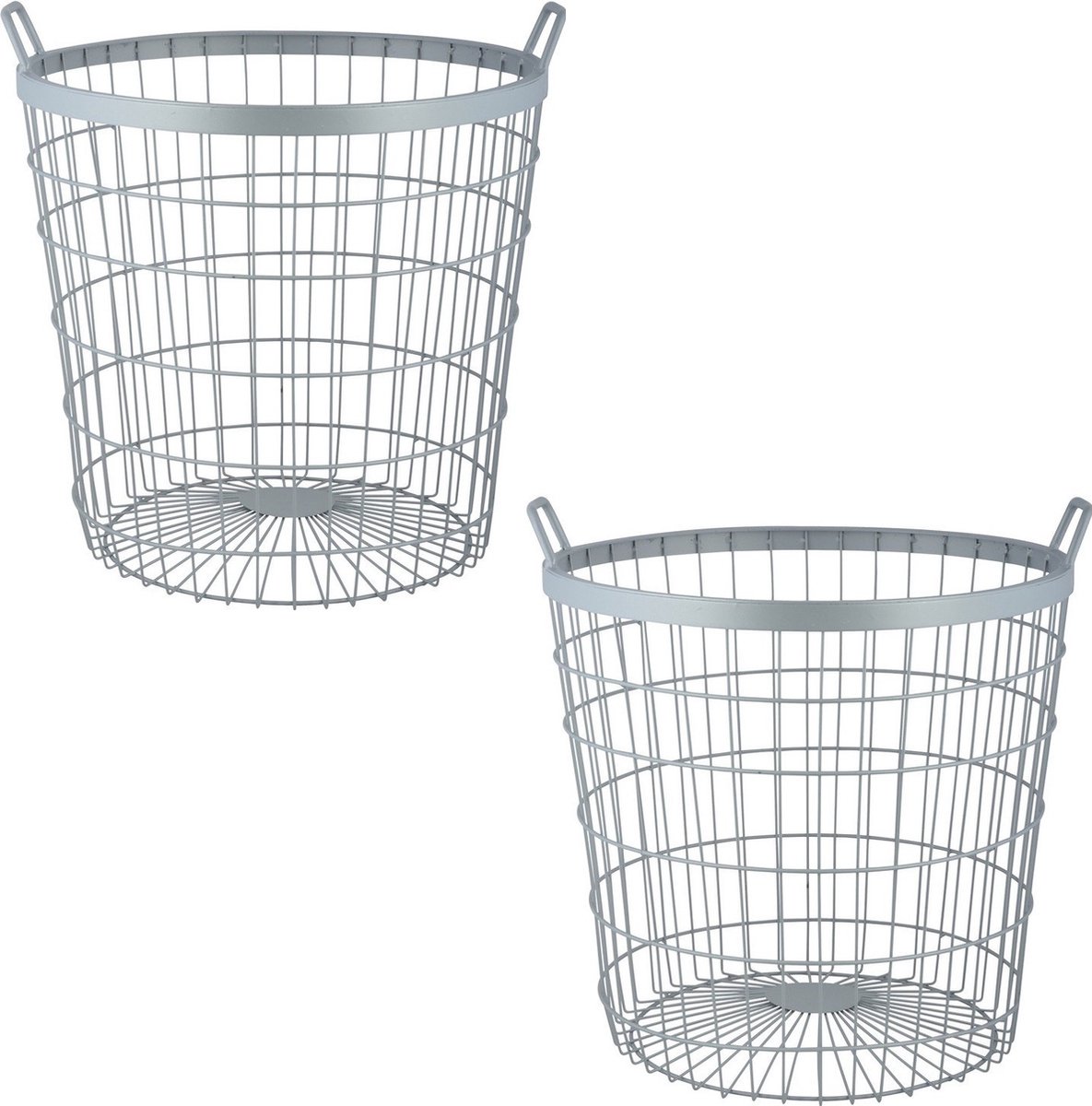 2x Metalen Draadmanden/haardhout Manden 43 X 45 Cm - Opbergmanden - Silver