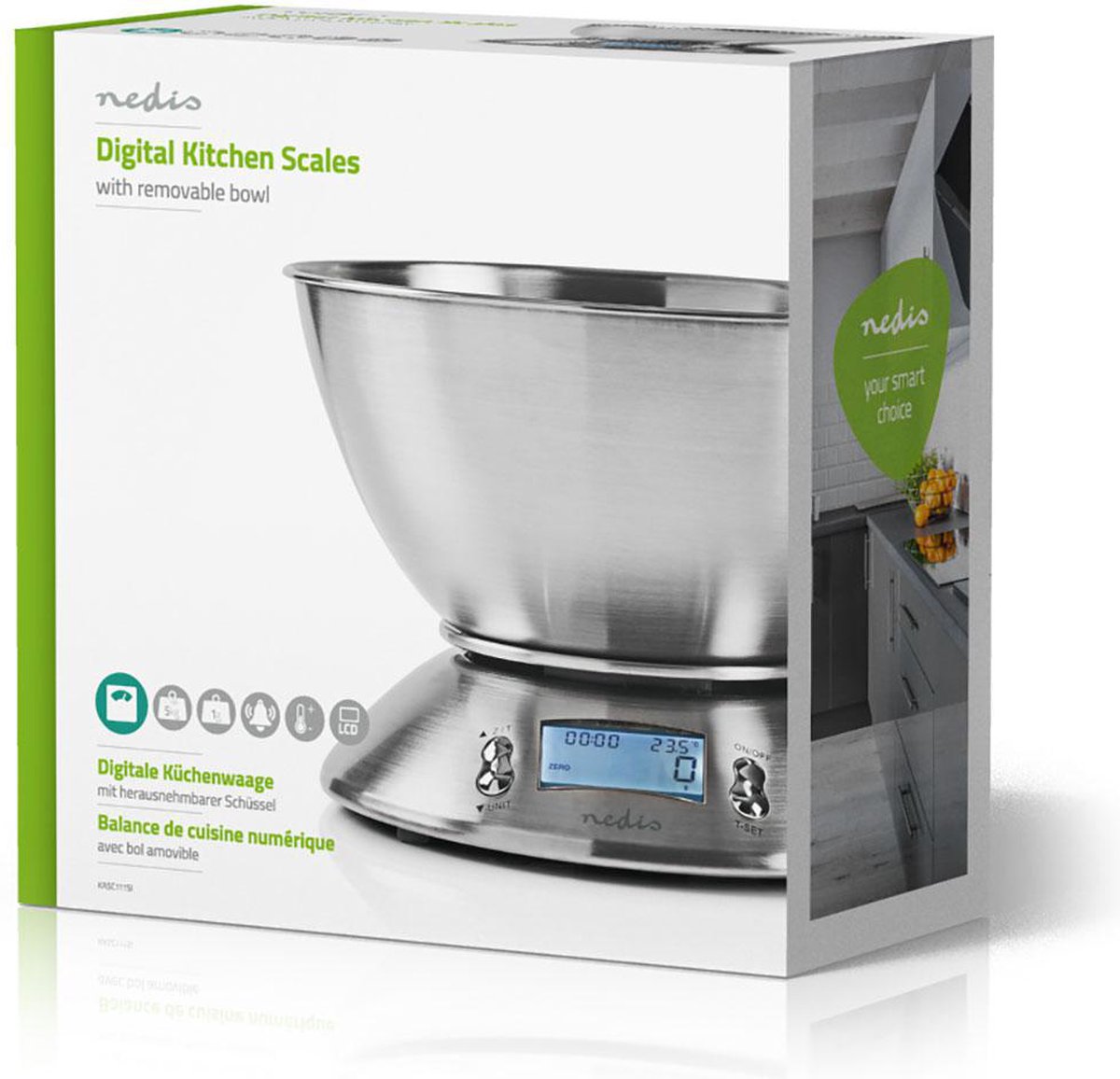 Nedis Keukenweegschaal - Kasc111si - Zilver
