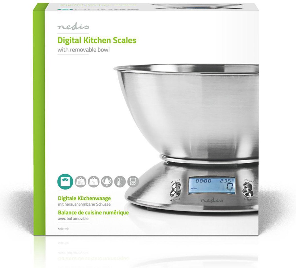 Nedis Keukenweegschaal - Kasc111si - Zilver