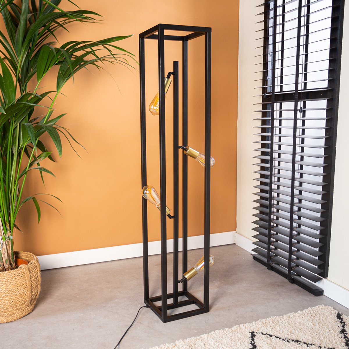 Dimehouse Industrieel Vloerlamp Otis - Zwart - Goud
