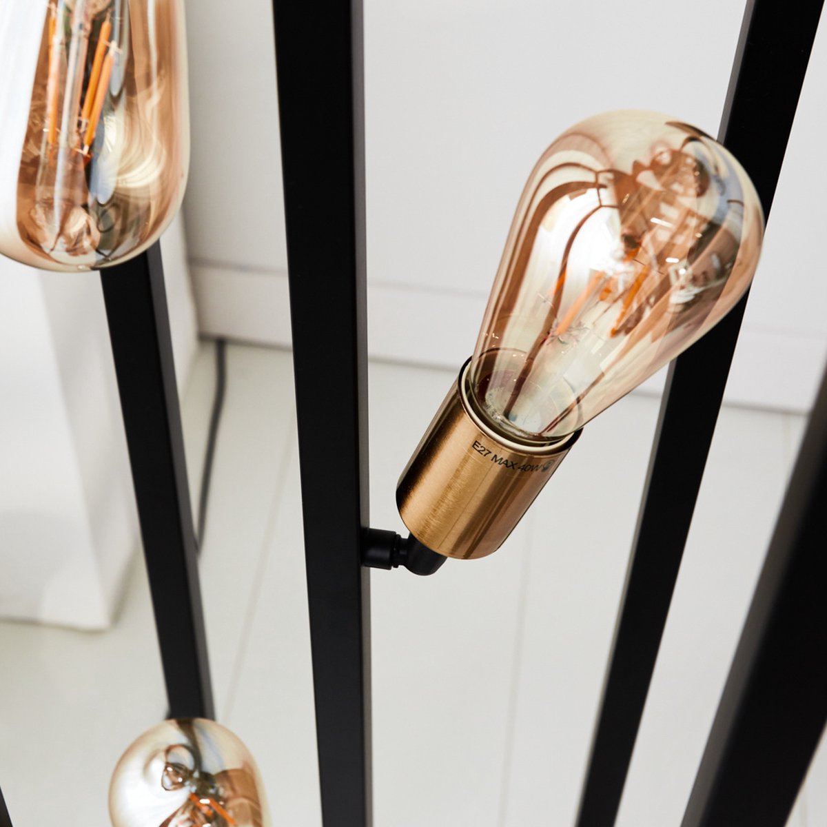 Dimehouse Industrieel Vloerlamp Otis - Zwart - Goud