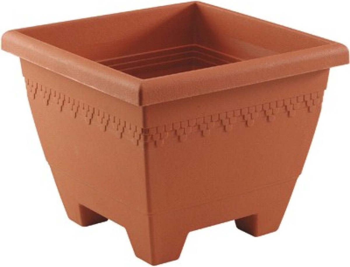 Hega Hogar 1x Stuks Vierkante Plantenbakken Terra Cotta Met Opvangschaal 40 X 40 X 31 Cm - Plantenbakken - Bruin