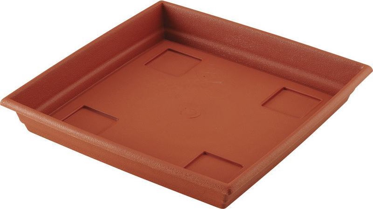 Hega Hogar 1x Stuks Vierkante Plantenbakken Terra Cotta Met Opvangschaal 40 X 40 X 31 Cm - Plantenbakken - Bruin