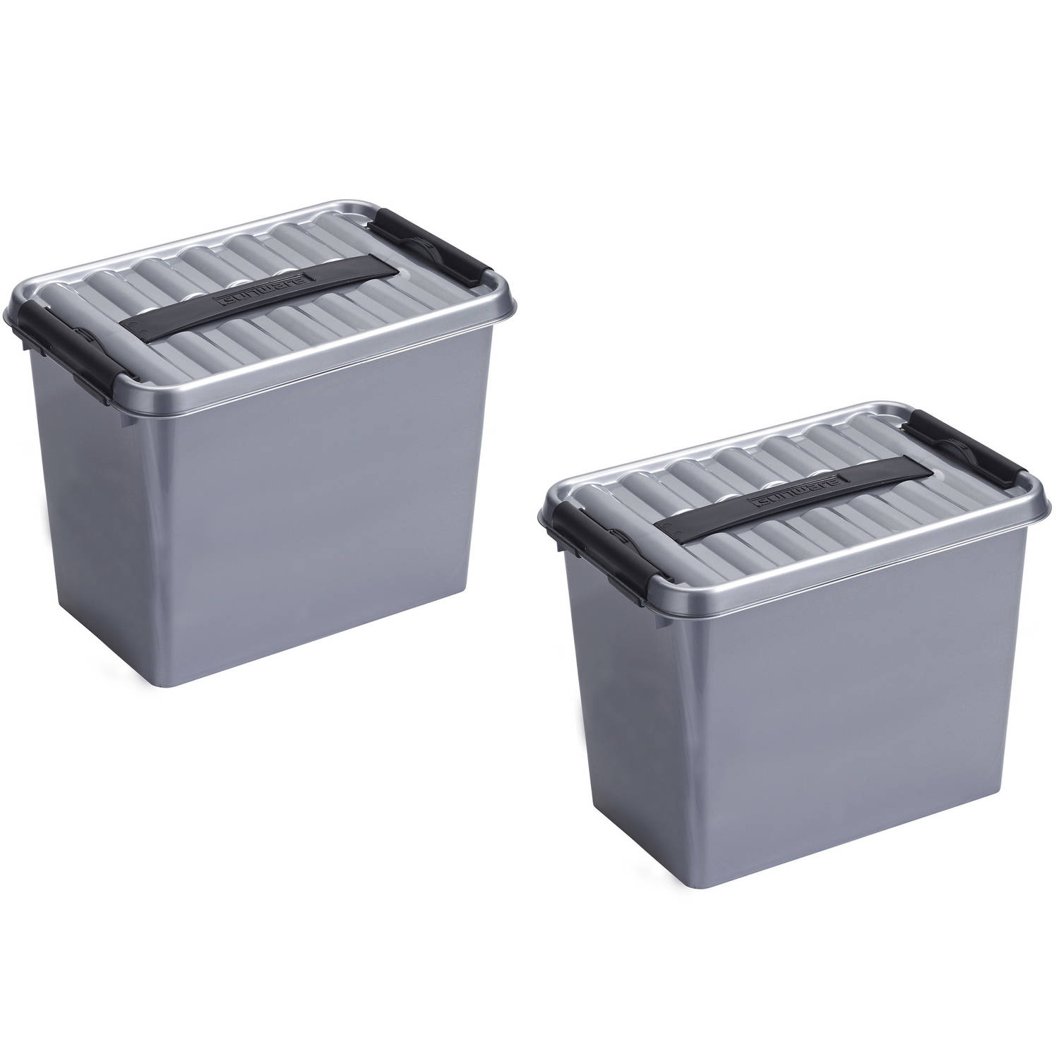 2x Stuks Kunststof Stapelbare Opbergbakken 9 Liter 30,7 X 20 X 22 Cm - Opbergbox - Grijs