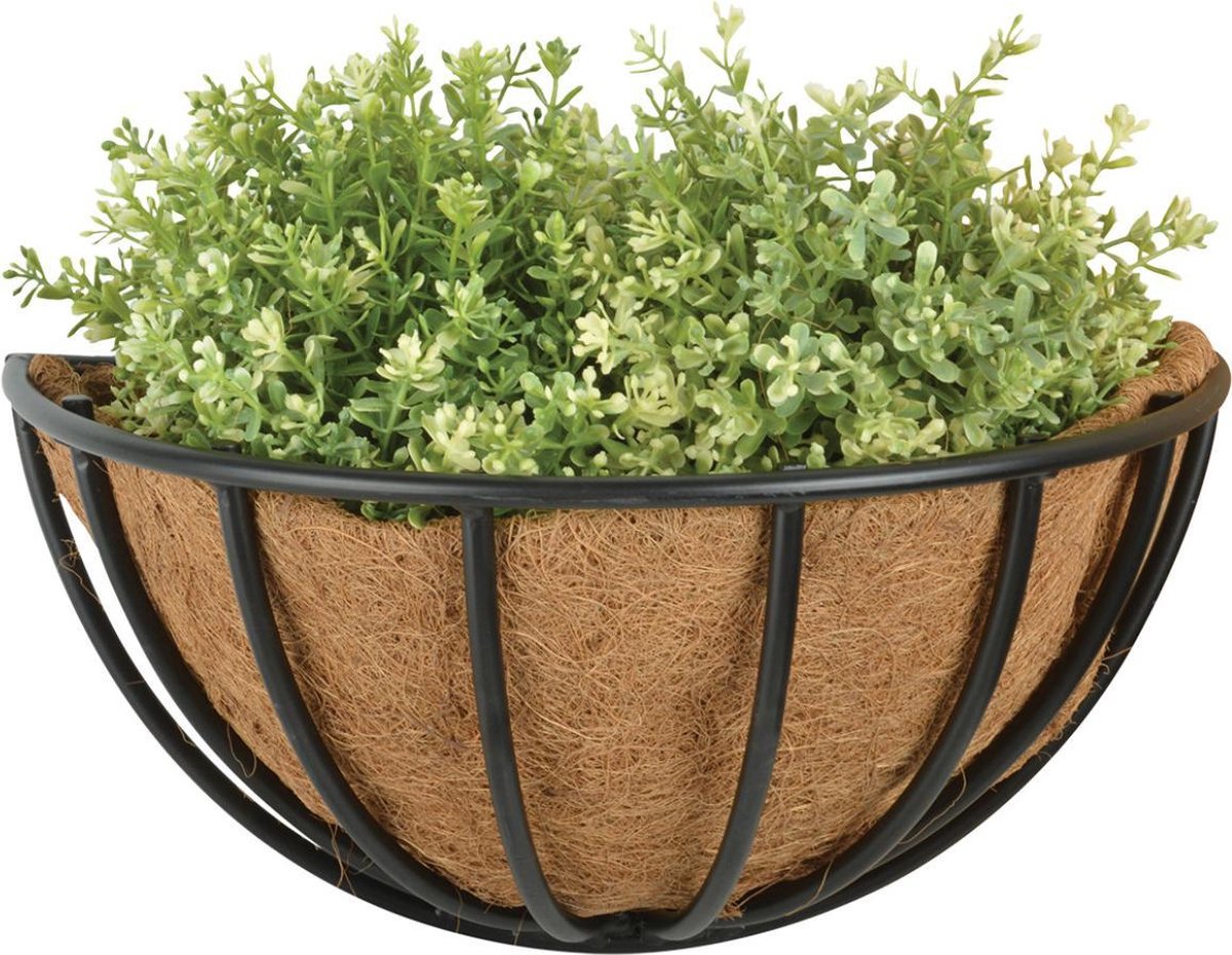 Esschert Design Metalen Hanging Basket/ruif Voor Aan De Wand/muur 35 X 20 Cm - Plantenbakken - Zwart