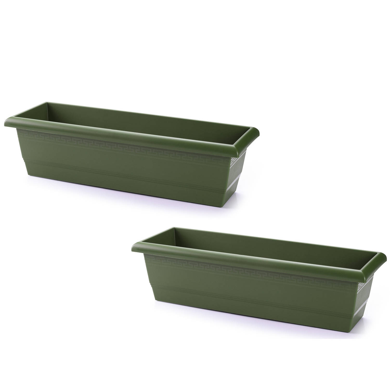 Forte Plastics 2x Stuks Plantenbak Rechthoekig 60 X 20 X 16 Cm - Plantenbakken - Groen