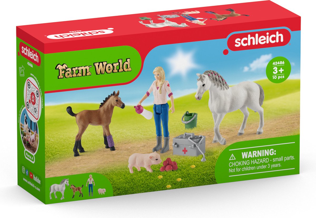 Schleich Boerderij - Dierenarts Op Bezoek Bij Merrie En Veulen 42486