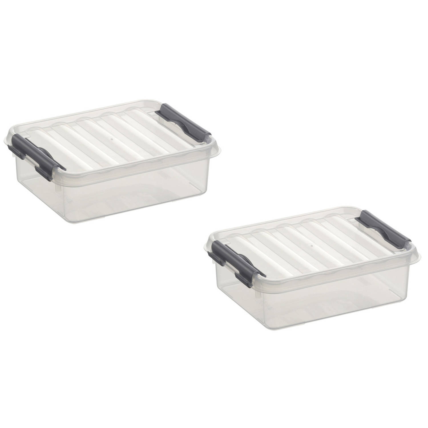 2x Stuks Kunststof Stapelbare Opbergbakken 1 Liter 20 X 15 X 6 Cm - Opbergbox