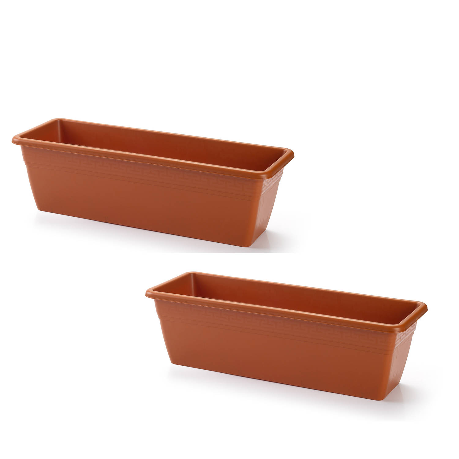 Forte Plastics 2x Stuks Plantenbak Terra Cotta Rechthoekig 50 X 17 X 15 Cm - Plantenbakken - Rood