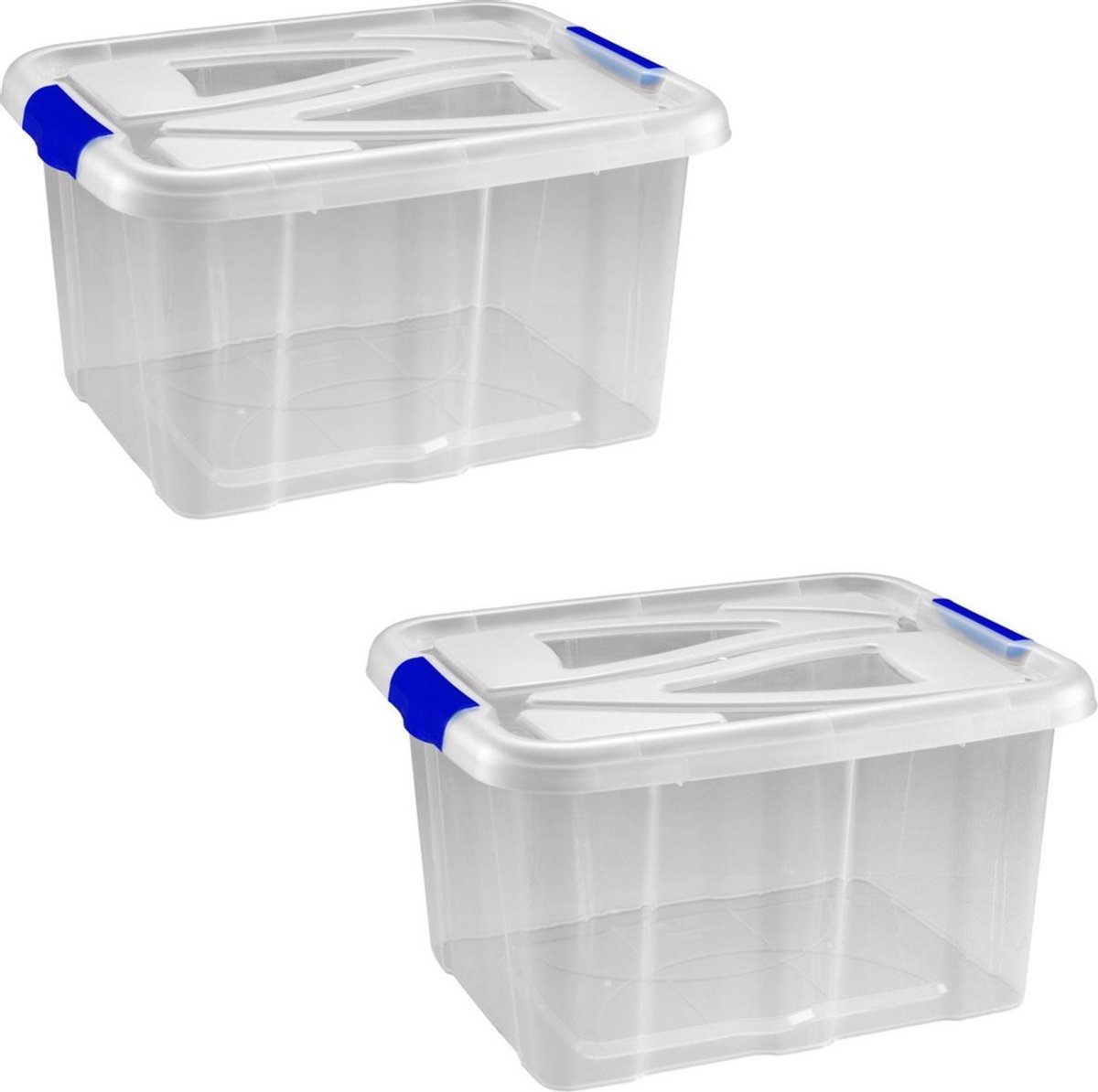 Hega Hogar 2x Stuks Kunststof Stapelbare Opbergbakken 30 Liter 49 X 39 X 26 Cm - Opbergbox