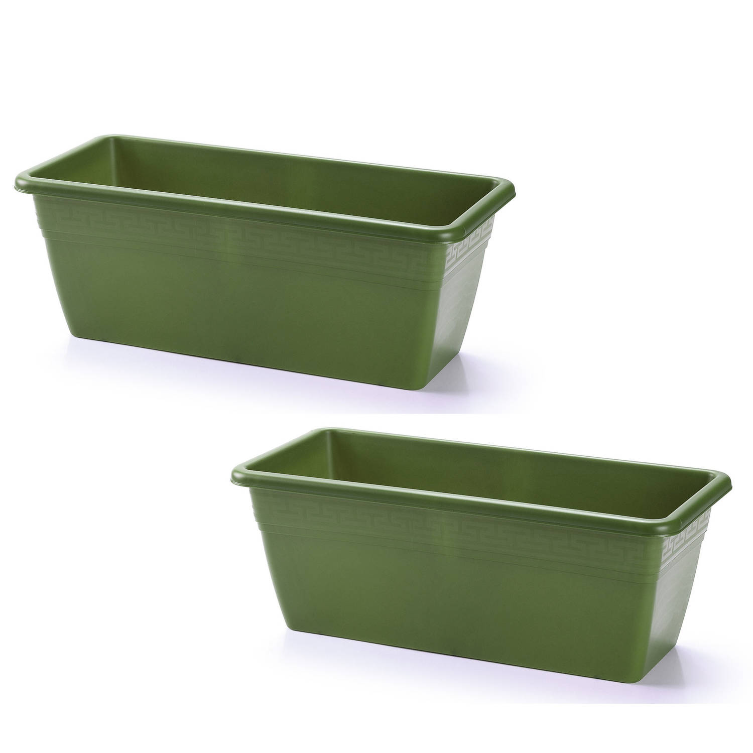 Forte Plastics 2x Stuks Plantenbak Rechthoekig 40 X 18 X 15 Cm - Plantenbakken - Groen