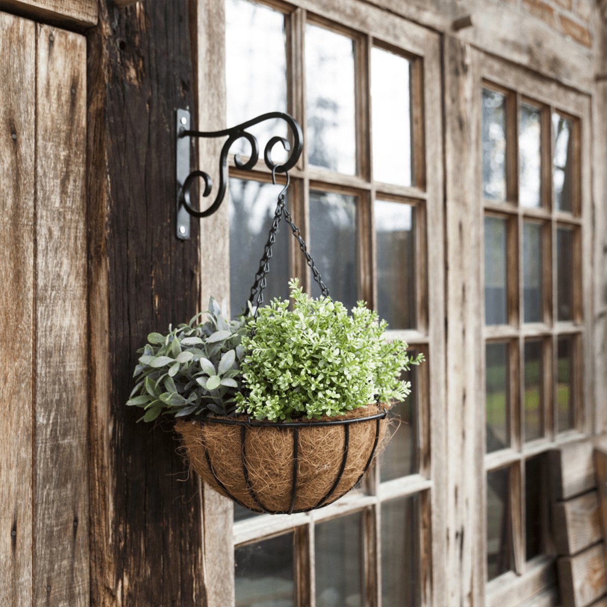 Esschert Design Metalen Hanging Basket / Plantenbak Zwart Met Ketting 30 Cm - Hangende Bloemen - Plantenbakken