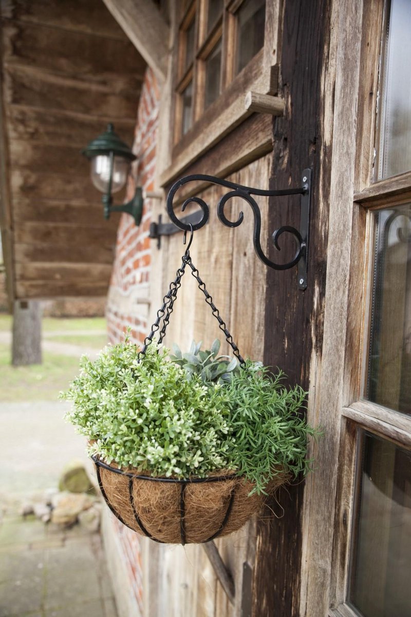 Esschert Design Metalen Hanging Basket / Plantenbak Zwart Met Ketting 30 Cm - Hangende Bloemen - Plantenbakken