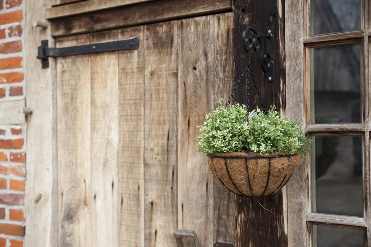 Esschert Design Metalen Hanging Basket / Plantenbak Zwart Met Ketting 30 Cm - Hangende Bloemen - Plantenbakken