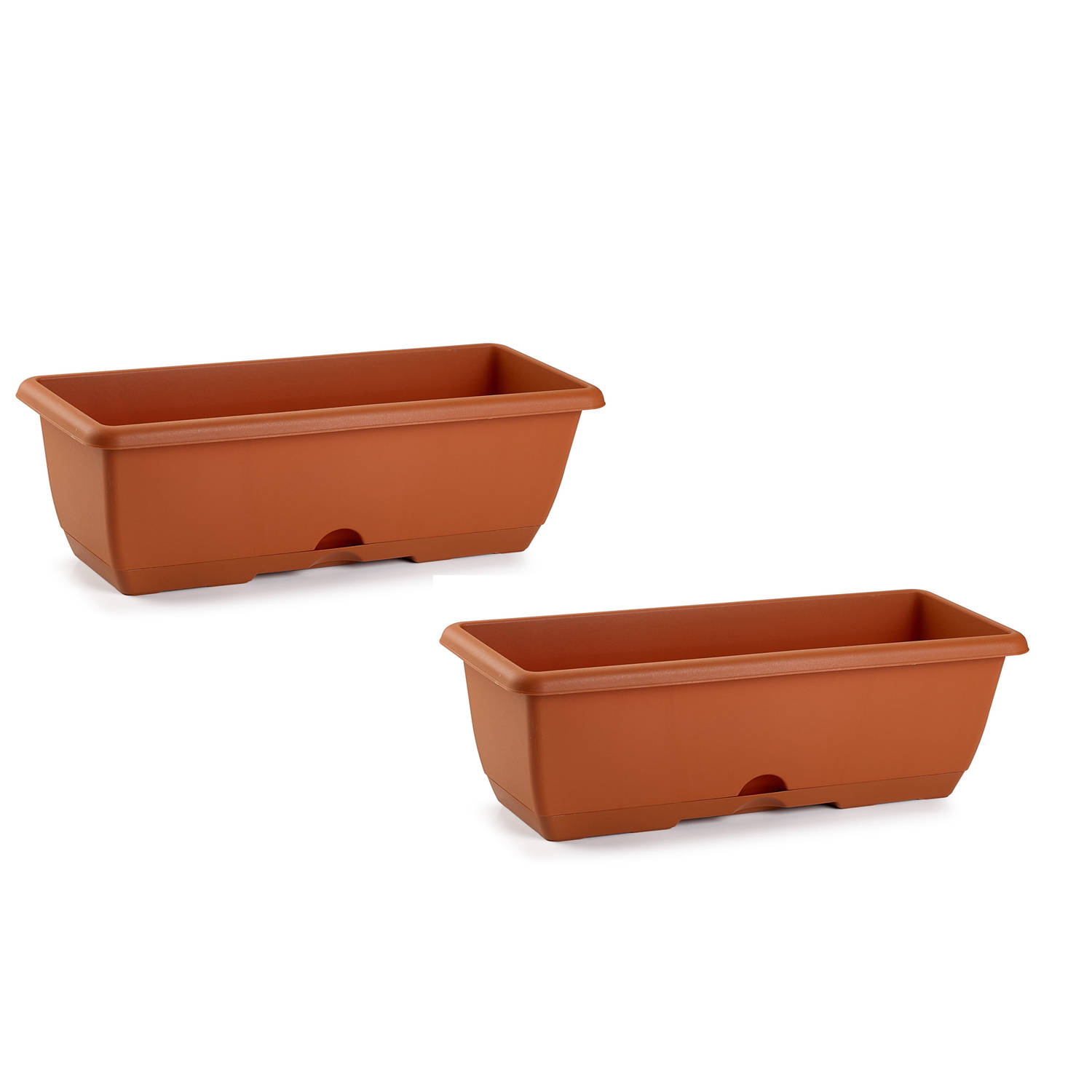 Forte Plastics 2x Stuks Plantenbakken Terra Cotta Rechthoekig 50 X 20 X 17 Cm - Plantenbakken - Rood