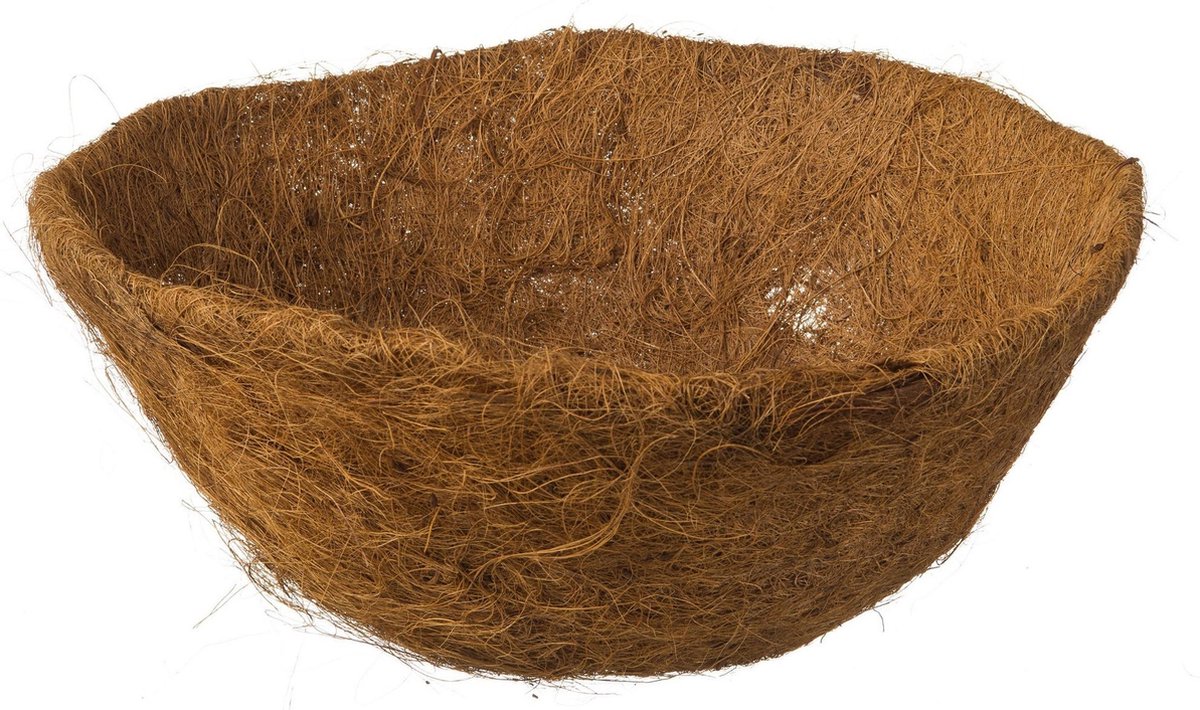 Hanging Basket Met Klassieke Muurhaak Wit En Kokos Inlegvel - Metaal - Complete Hanging Basket Set - Plantenbakken