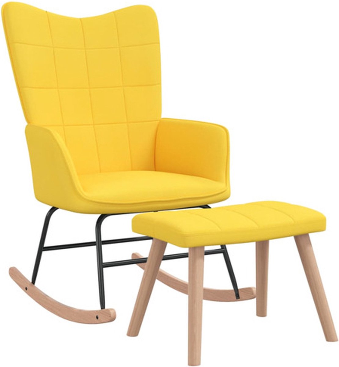 Vidaxl Schommelstoel Met Voetenbank Stof Mosterd - Geel