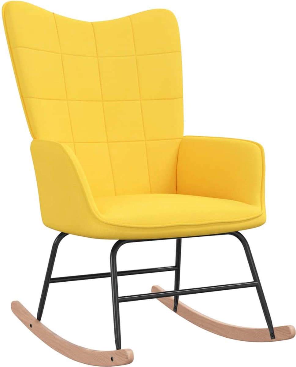 Vidaxl Schommelstoel Met Voetenbank Stof Mosterd - Geel