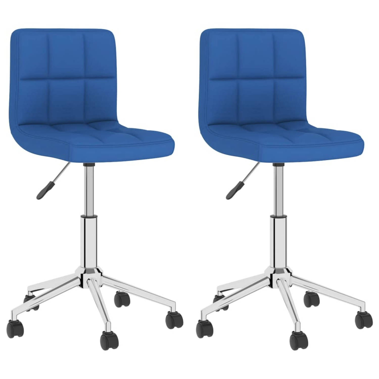 Vidaxl Eetkamerstoelen 2 St Draaibaar Stof - Blauw