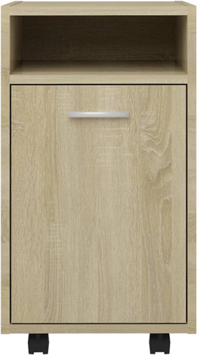 Vidaxl Bijzetkast Met Wielen 33x38x60cm Spaanplaat Sonoma Eikenkleurig - Bruin