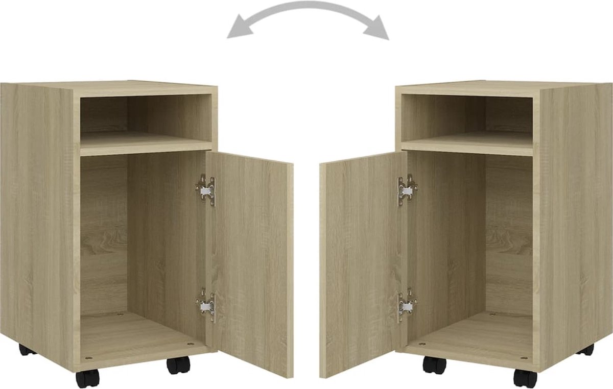 Vidaxl Bijzetkast Met Wielen 33x38x60cm Spaanplaat Sonoma Eikenkleurig - Bruin
