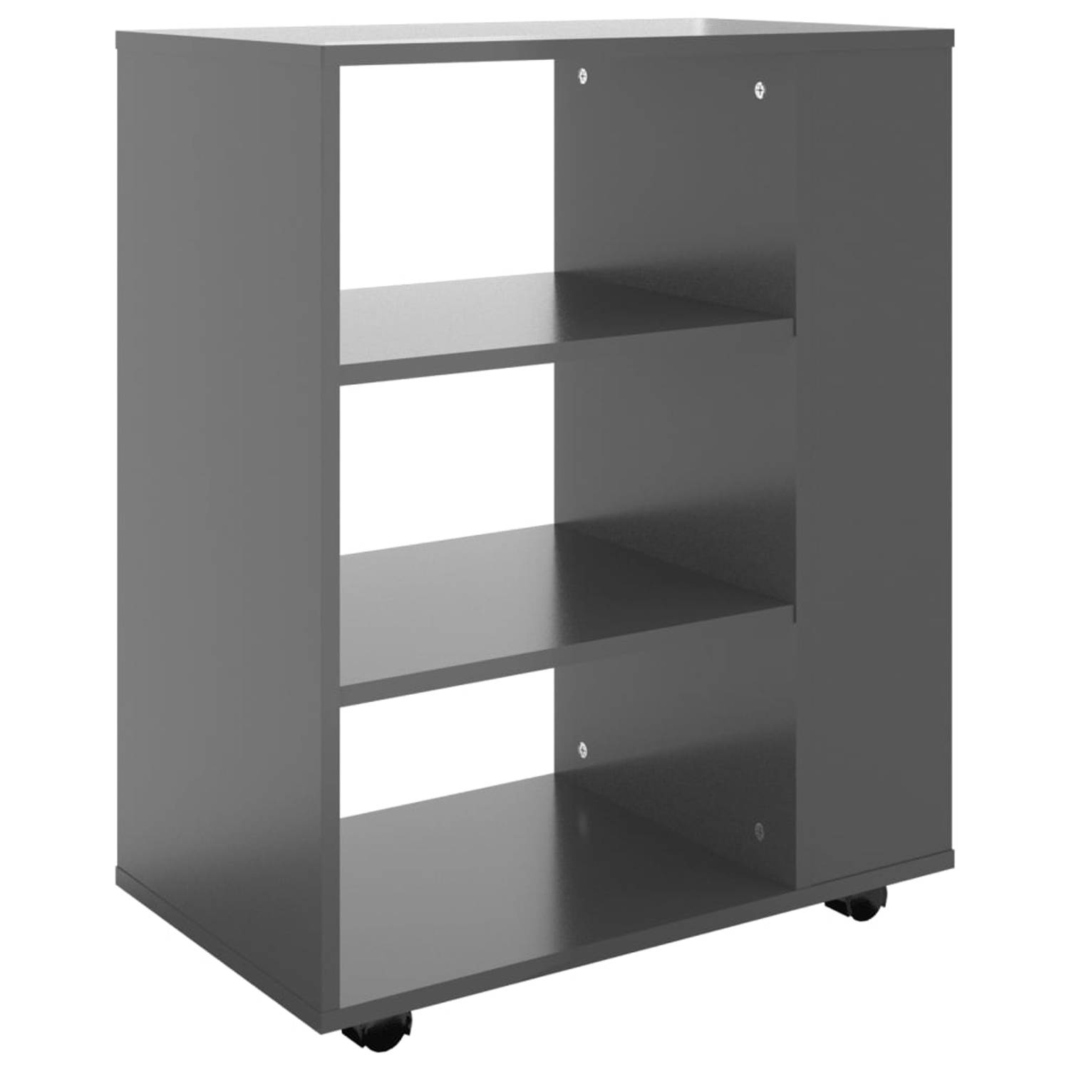 Vidaxl Kast Verrijdbaar 60x35x75 Cm Spaanplaat Hoogglans - Grijs