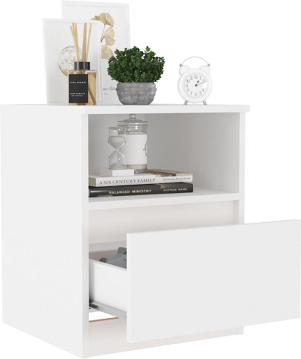 Vidaxl Nachtkastje 40x40x50 Cm Spaanplaat Wit