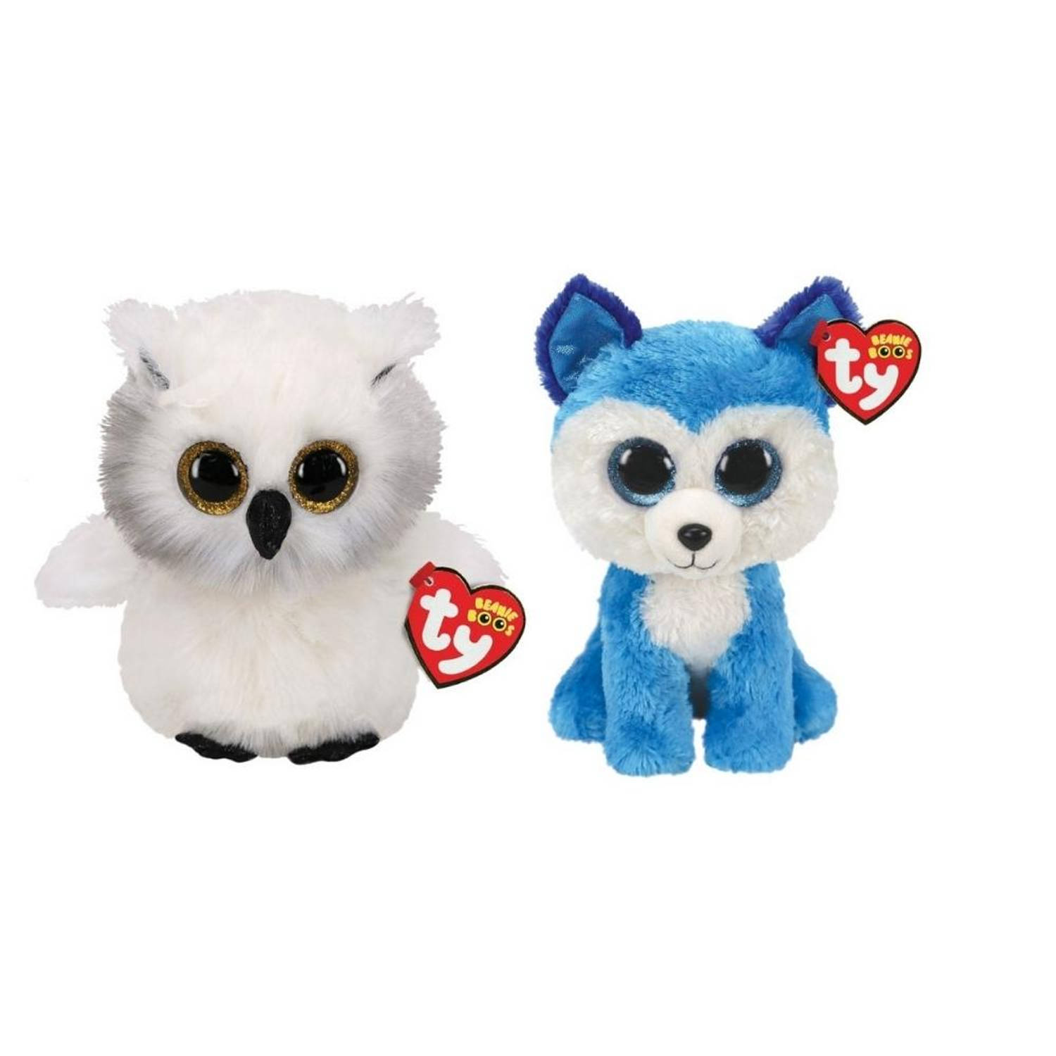 ty - Knuffel - Beanie Boo&apos;s - Ausitin Owl & Prince Husky